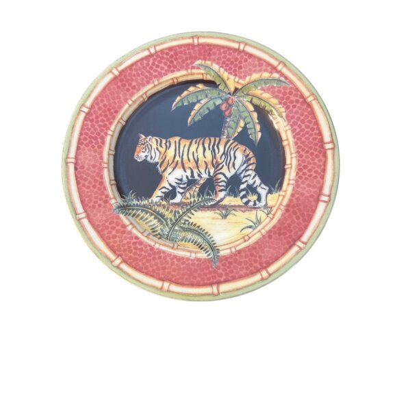 Jungle Safari Andrea Sadek Salad Plate 8.25" Hutchinson Tiger Palm Tree 8.25" - Picture 1 of 5
